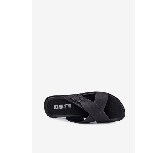 Pánské Kožené Sandały S Přezkou Big Star model 21693015 Černé - Big Star Shoes Pánské Kožené Sandały S Přezkou Big Star model 21693015 Černé - Big Star Shoes