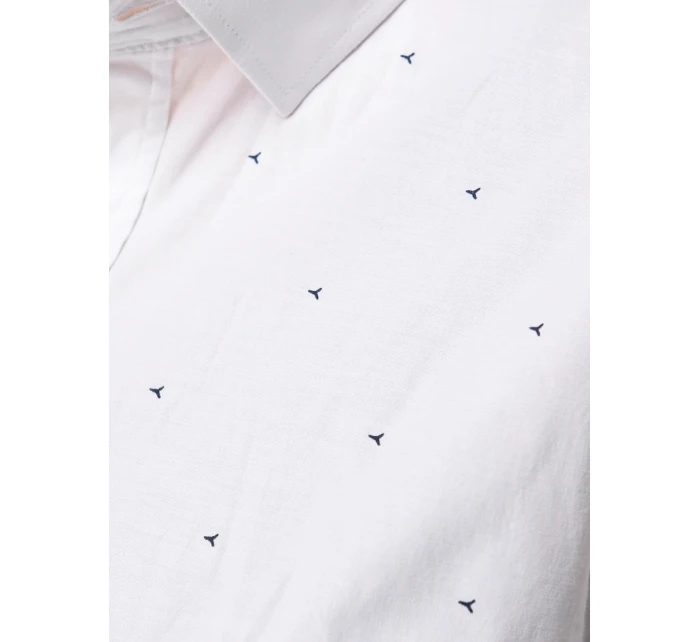 Pánská bílá vzorovaná košile slim fit FashionStreet DX2695 Pánská bílá vzorovaná košile slim fit FashionStreet DX2695