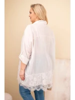 Dámská košile Plus Size bavlněná opraná s krajkovým zakončením béžová Dámská košile Plus Size bavlněná opraná s krajkovým zakončením béžová