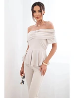 Dámský bavlněný komplet s krátkým rukávem a šortkami žlutý Dámský bavlněný komplet s krátkým rukávem a šortkami žlutý