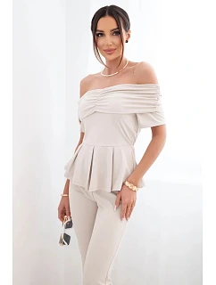 Dámský bavlněný komplet s krátkým rukávem a šortkami žlutý