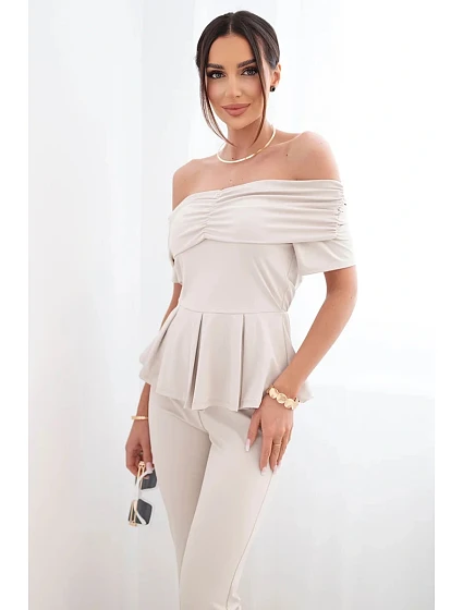 Dámský bavlněný komplet s krátkým rukávem a šortkami žlutý Dámský bavlněný komplet s krátkým rukávem a šortkami žlutý