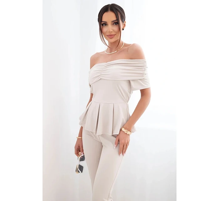 Dámský bavlněný komplet s krátkým rukávem a šortkami žlutý Dámský bavlněný komplet s krátkým rukávem a šortkami žlutý