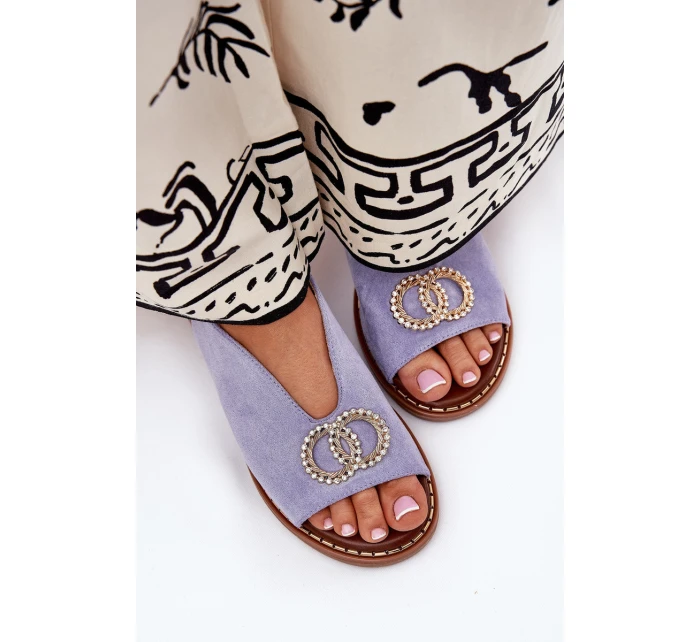 Dámské Sandály S Dekorací Na Ploché Modré Eko Velur Béžové model 21685728 - Boto Dámské Sandály S Dekorací Na Ploché Modré Eko Velur Béžové model 21685728 - Boto