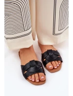 Ploché Dámské Pantofle S Proplétajícími Se Pásky Černé Selaenor Ploché Dámské Pantofle S Proplétajícími Se Pásky Černé Selaenor