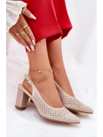 Děrované Sandály S Špičatými Nosy Na Podpatku Béžové Sergio Leone SK163