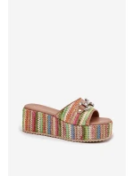 Dámské Pantofle Na Klínu S Pletením A Dekorací Multikolor model 21698886 - Boto Dámské Pantofle Na Klínu S Pletením A Dekorací Multikolor model 21698886 - Boto