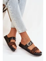 Dámské pantofle se zlatým sponou Černé model 21898346 - Boto Dámské pantofle se zlatým sponou Černé model 21898346 - Boto