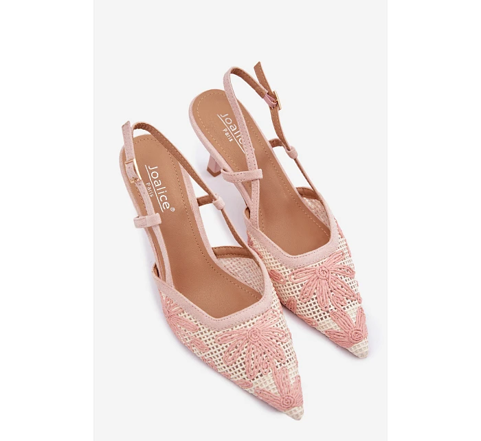 Sandály na podpatku s květinami Růžové model 22111405 - Boto