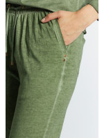 Monnari Kalhoty Dámské kalhoty s řetízkem Bottle Green