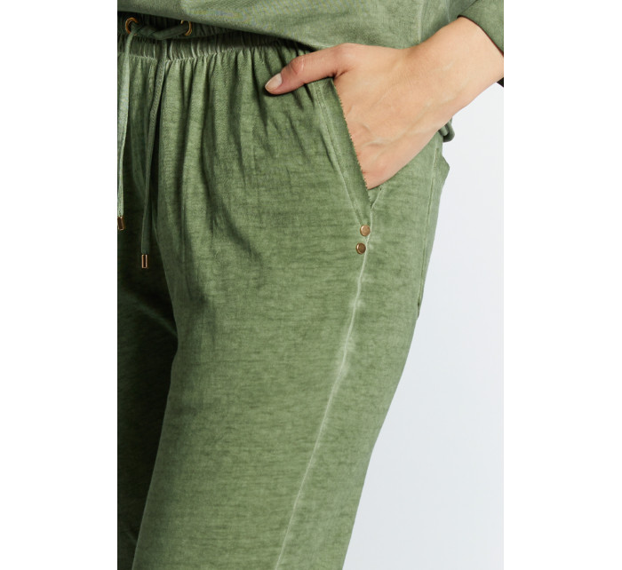 Monnari Kalhoty Dámské kalhoty s řetízkem Bottle Green