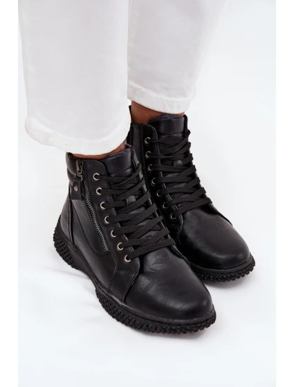 Dámské botky Ulverina – Černé, zateplené kožešinou, z eko kůže Dámské botky Ulverina – Černé, zateplené kožešinou, z eko kůže