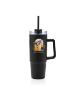 Personalizovaná termoska s průhledným víčkem s květinový ohraničením 