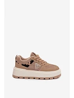 Dámské boty na platformě A209 béžové - Sweet Shoes