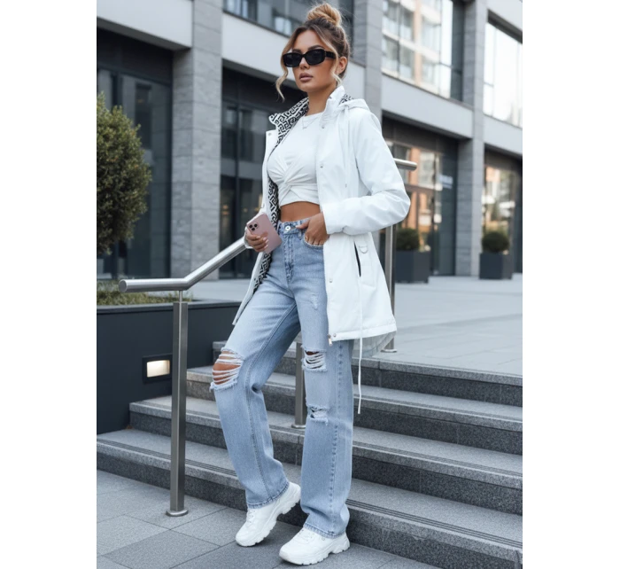 Kurtka parka damska z odpinanym kapturem biała FashionStreet TY5580