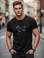 Pánské bavlněné tričko s potiskem jezevčíka černé FashionStreet NX0221R