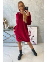 Velurové šaty s kapucí bordó Velurové šaty s kapucí bordó