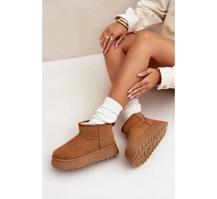 Dámské Sněhule Na Platformě Zateplené Kožíškem Camel model 21705239 - Boto Dámské Sněhule Na Platformě Zateplené Kožíškem Camel model 21705239 - Boto