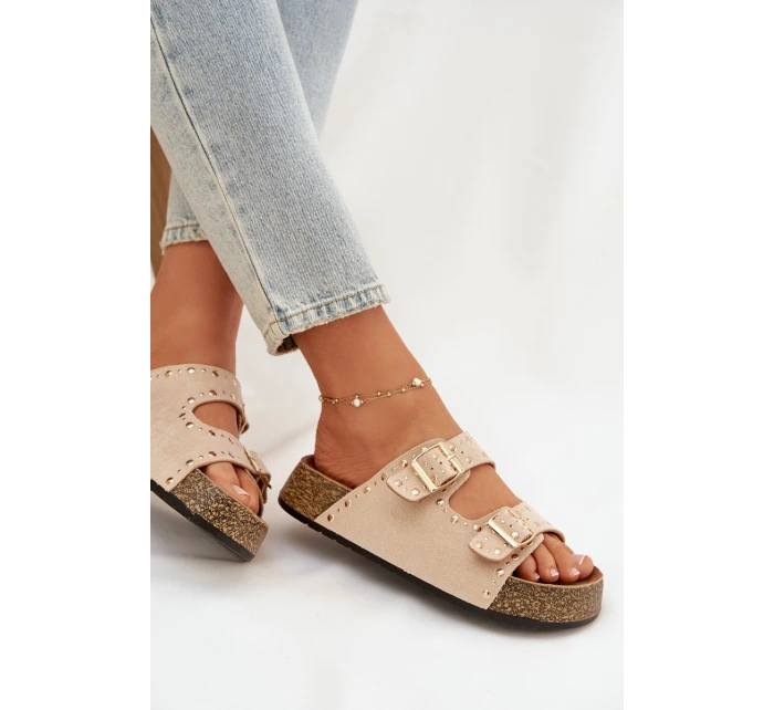 Dámské pantofle se zlatými a knoflíky model 21919013 - Boto Dámské pantofle se zlatými a knoflíky model 21919013 - Boto