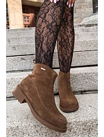 Dámské kožené semišové boty s podšívkou Big Star model 22386410 Camel - Big Star Shoes