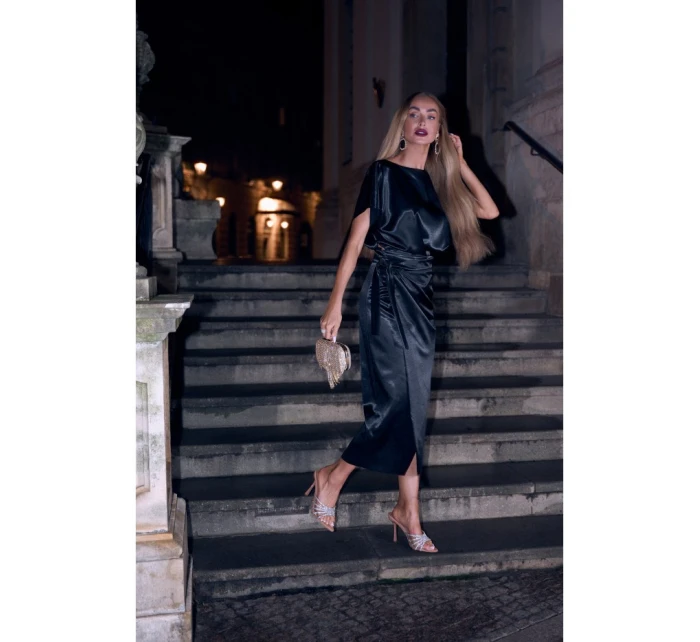 Saténové šaty v stylu černé model 21479280 - Moe