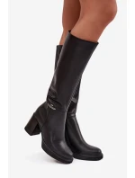 Dámské musketýrky z přírodní kůže na sloupkovém podpatku, zateplené Vinceza 66826 – černé Dámské musketýrky z přírodní kůže na sloupkovém podpatku, zateplené Vinceza 66826 – černé