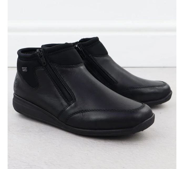 Dámské kožené nepromokavé pohodlné boty černé model 21905394 - Rieker