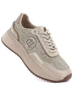Dámské pletené kožené tenisky zlaté Gino GOLD model 22068730