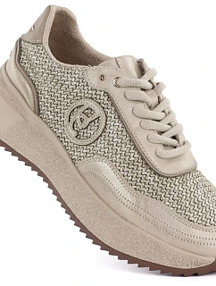 Dámské pletené kožené tenisky zlaté Gino  GOLD model 22068730