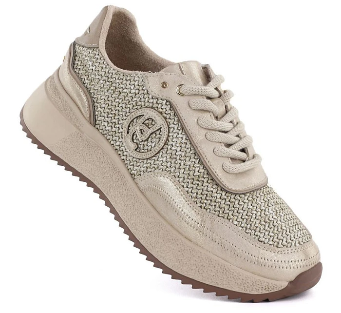 Dámské pletené kožené tenisky zlaté Gino GOLD model 22068730 Dámské pletené kožené tenisky zlaté Gino GOLD model 22068730