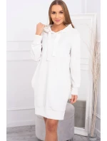 Velurové šaty s kapucí ecru Velurové šaty s kapucí ecru