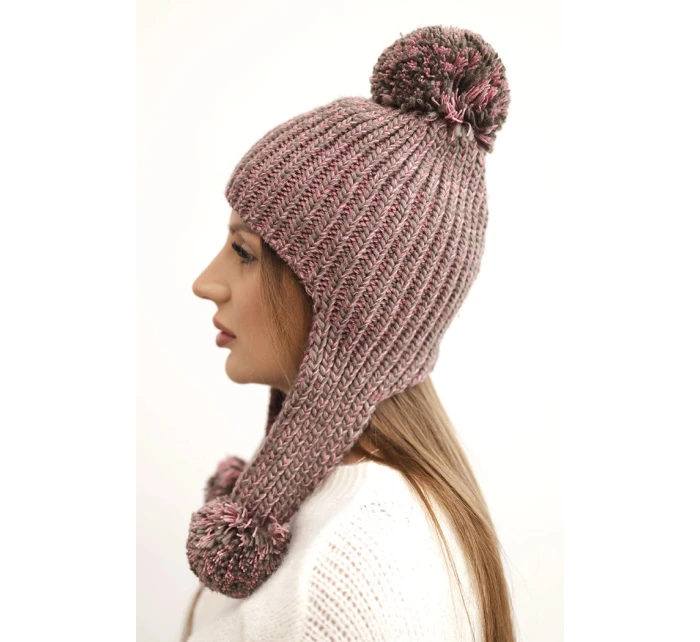 Dámská čepice ušanka Emma K343 pudrově růžová Dámská čepice ušanka Emma K343 pudrově růžová