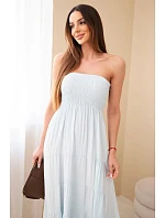 Dámské viskózové šaty s elastickým model 22040132 modrá - K-Fashion