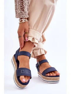 Dámské pohodlné sandály na platformě Big Star LL274869 námořnická modrá