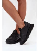 Dámské Kožené Tenisky Na Platformě Big Star OO274573 Hi-Poly System Černé Dámské Kožené Tenisky Na Platformě Big Star OO274573 Hi-Poly System Černé