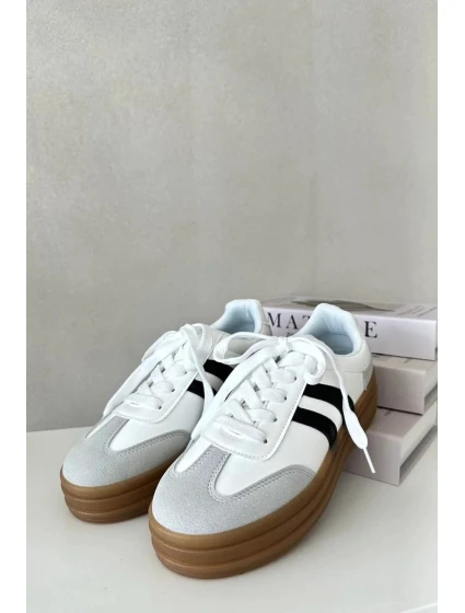 Dámské Tenisky Na Platformě Bílo-Šedé Nesonice Dámské Tenisky Na Platformě Bílo-Šedé Nesonice