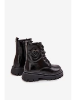 Dívčí zateplené botky s ozdobou LOVE – černé Rosaira Dívčí zateplené botky s ozdobou LOVE – černé Rosaira