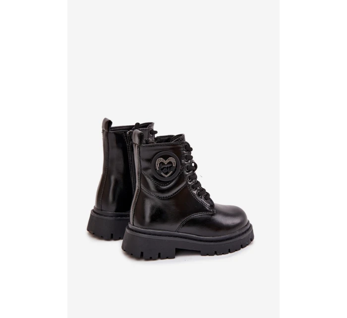 Dívčí zateplené botky s ozdobou LOVE – černé Rosaira Dívčí zateplené botky s ozdobou LOVE – černé Rosaira