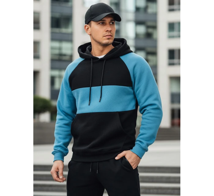 Pánská základní mikina s kapucí s černými a námořnickými pruhy FashionStreet BX5899