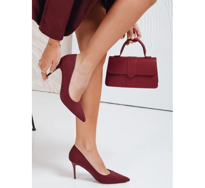 Dámské vínové semišové jehlové boty FashionStreet ZY1073