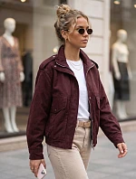 Dámská semišová bomberka v bordó barvě FashionStreet TY6066
