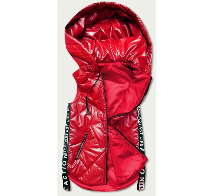 Červená dámská vesta s ozdobnými páskami (B8096-4) Červená dámská vesta s ozdobnými páskami (B8096-4)