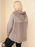 Dámská bavlněná mikina Plus Size s kapucí a knoflíky fango zelená Dámská bavlněná mikina Plus Size s kapucí a knoflíky fango zelená