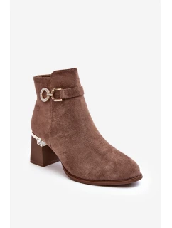 Dámské Semišové Botky Hnědé model 21638450 - Boto