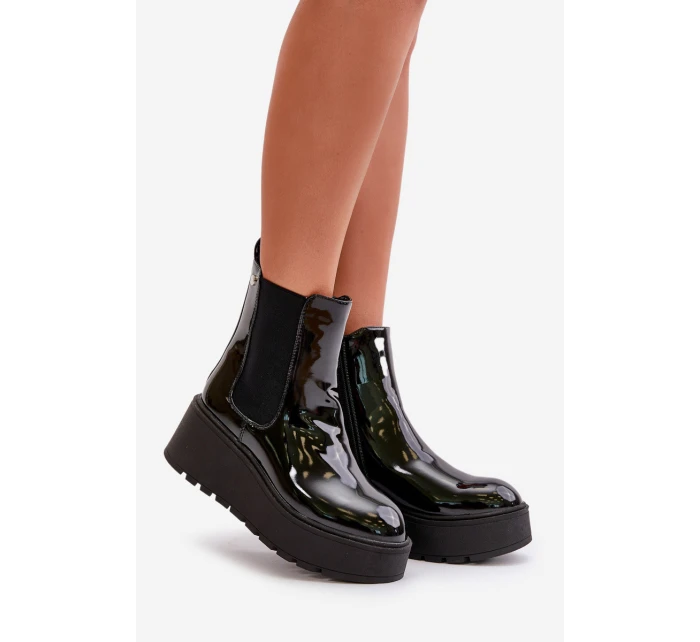 dámské kotníkové boty na platformě a černé model 21667292 - Boto