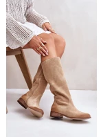 Semišové Kozačky Do  Na Zip Bežové Lewski model 21672644 - Zazoo