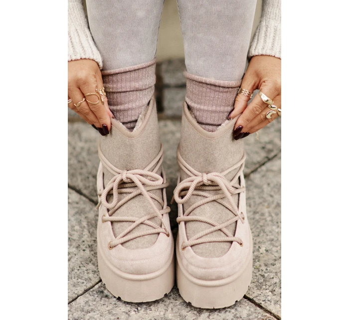 Sněhule S Šněrováním Na Platformě Béžové model 21676666 - Boto Sněhule S Šněrováním Na Platformě Béžové model 21676666 - Boto