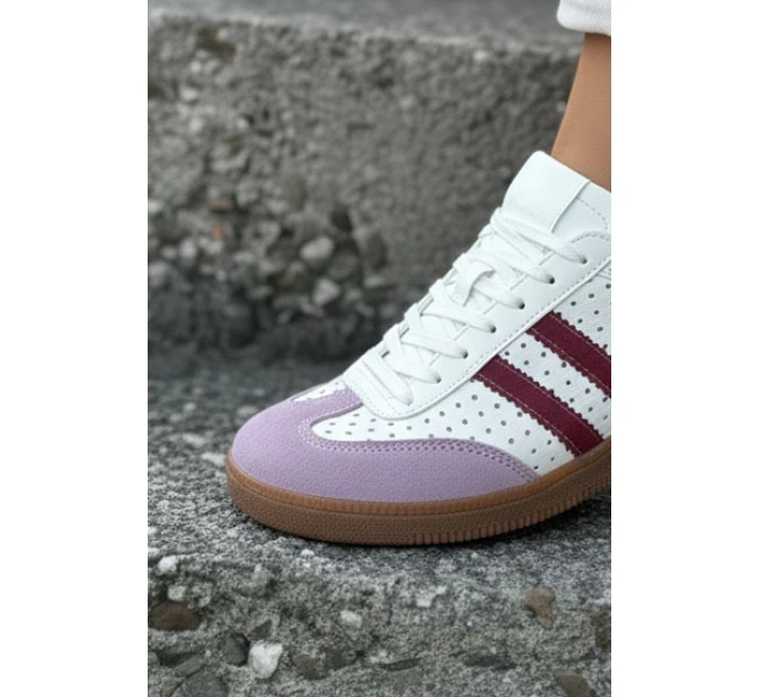 Kožené síťované dámské tenisky Zazoo N1318 bílo-fialové