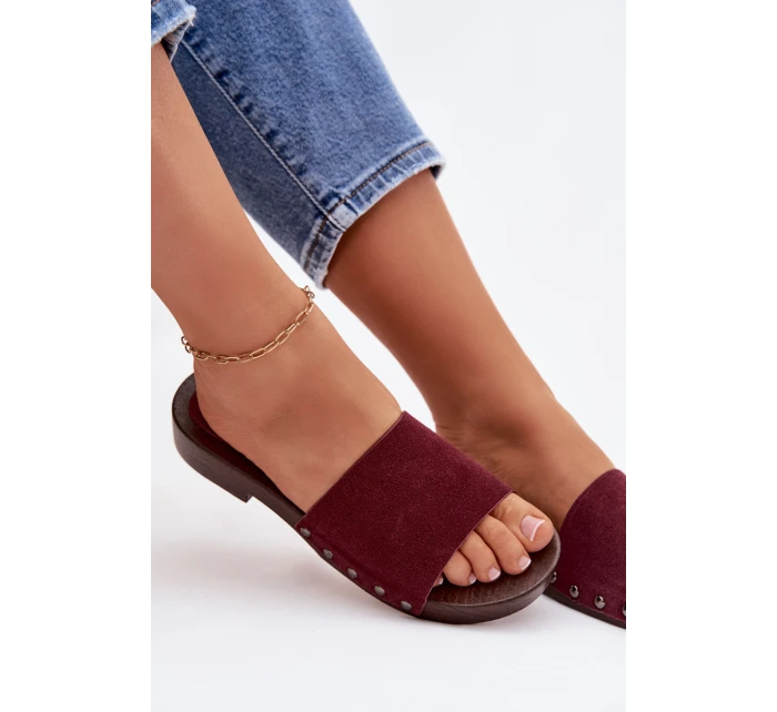 Dámské nazouváky s přezkami na nízkém podpatku Bordó Amelvessa