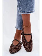 Baleríny s páskem imitace semiše leopard Camoria